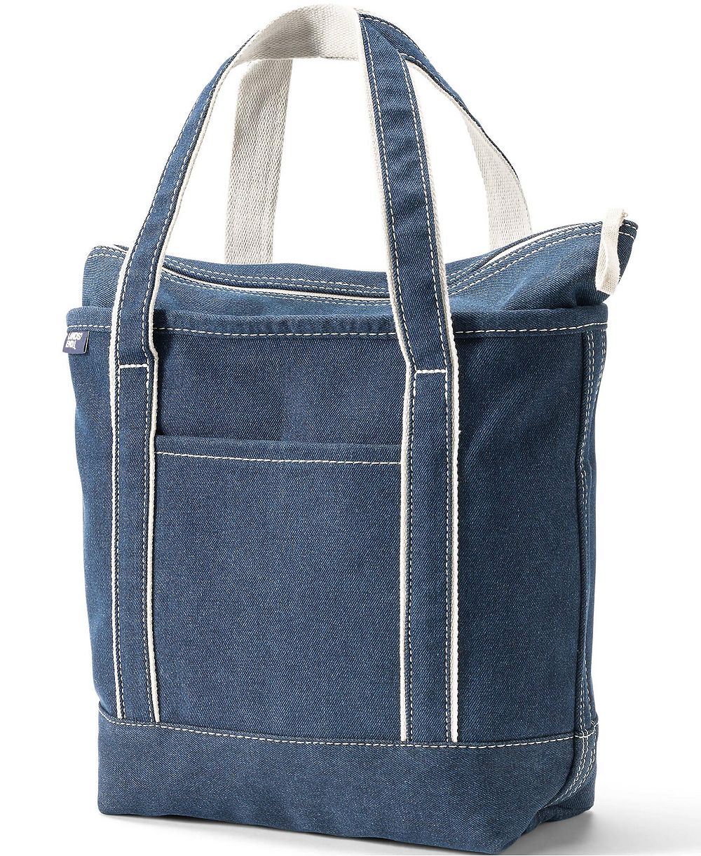 Lands' End Medium Denim Zip Top Tote Bag
