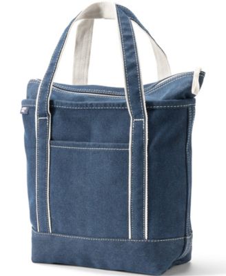 Lands' End Medium Denim Zip Top Tote Bag