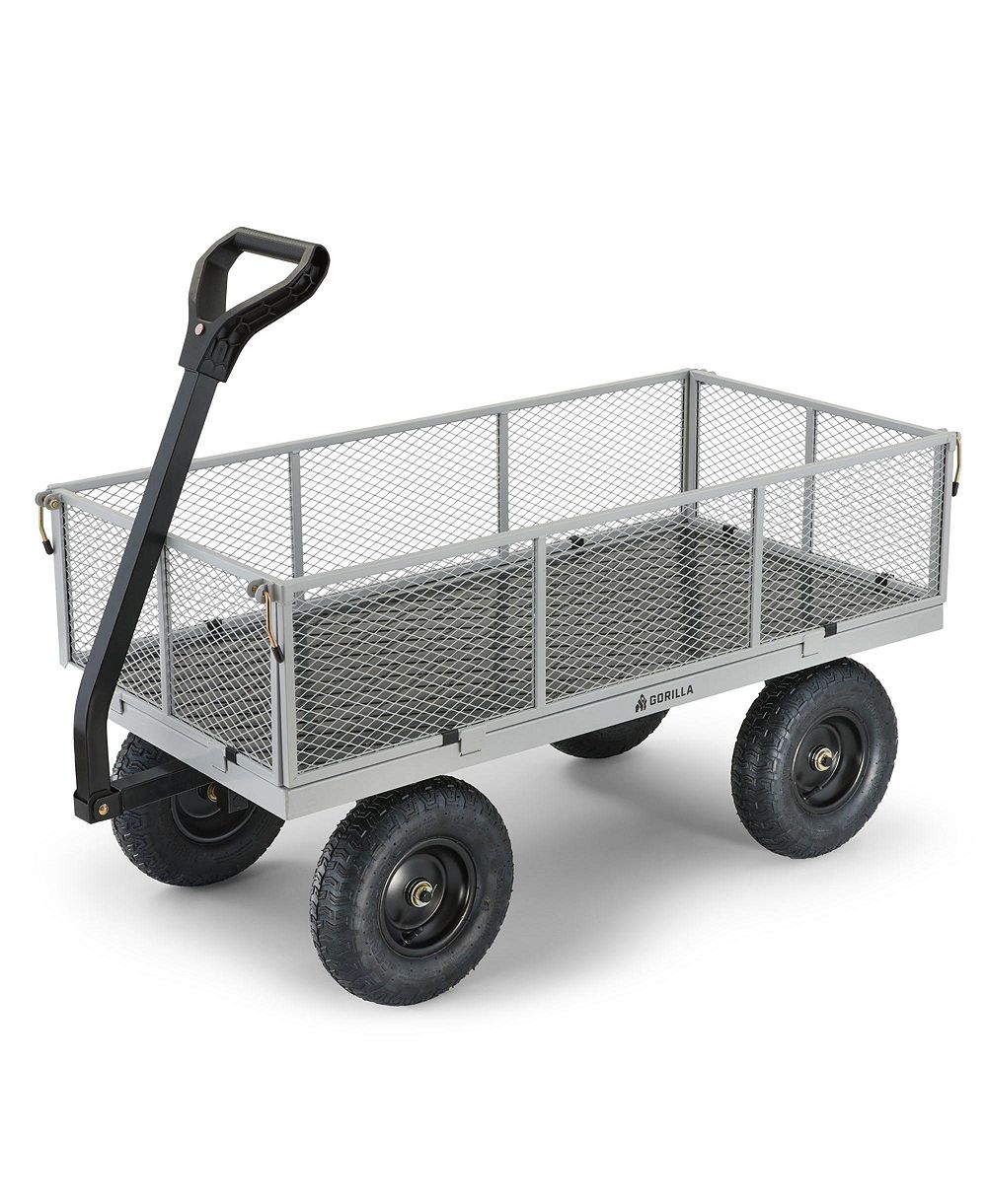 Gorilla Cart 1000 Pound Capacity Heavy Duty Steel Mesh Utility Wagon Cart, Gray