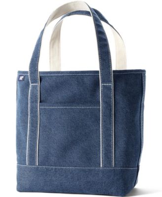 Lands' End Medium Denim Open Top Tote Bag