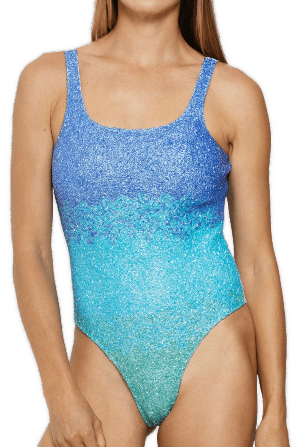 Self-Adore Women's Ombre Hand Beaded Embellished One Piece Swimsuit