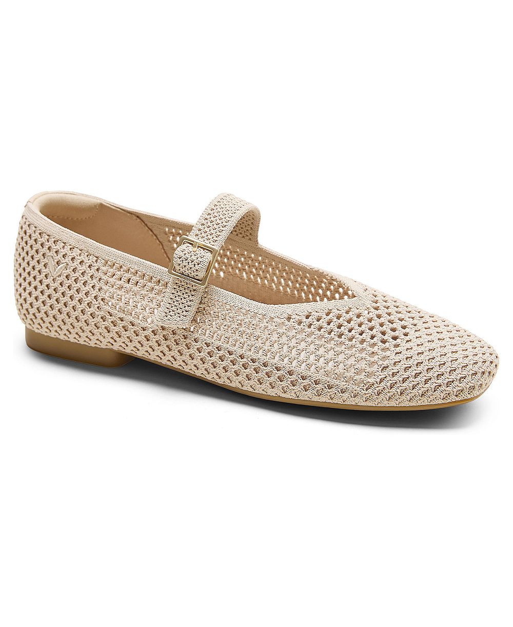 VIVAIA Margot Square-Toe Knit Adjustable-Strap Mary Jane Flats