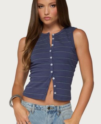 Edikted Women's Brynne Striped Button Up Top