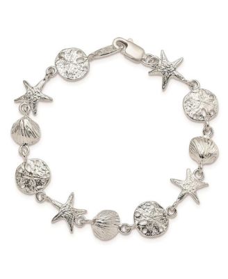 Curata Jewelry браслет из чистого стерлингового серебра с ракушками, морскими звездами и песчаными долларами