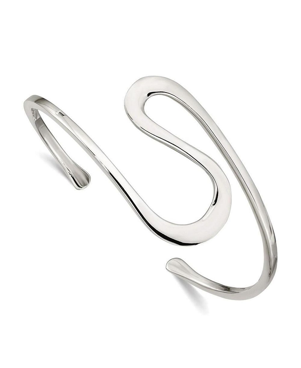 925 Sterling Silver 20mm Wide Adjustable Abstract Cuff Bangle Bracelet