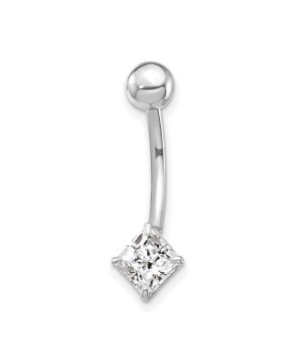 Curata Jewelry кольцо для пупка с кубическим цирконием из белого золота 10K, квадратная подвеска 5мм
