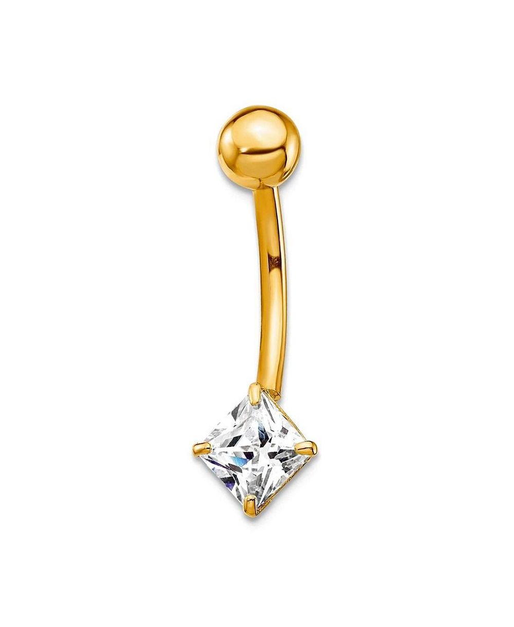 Curata Jewelry кольцо для пупка с кубическим цирконием из белого золота 10K, квадратная подвеска 5мм