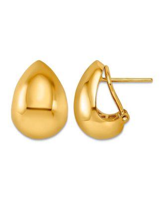 Curata Jewelry Серьги-кнопки в форме капли с задней частью типа Omega, 18k желтое золото