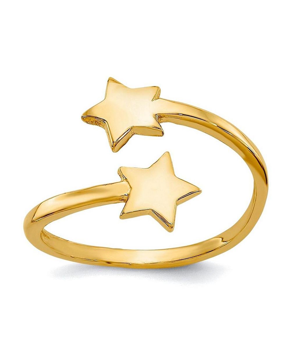 Регулируемое кольцо для большого пальца ноги Curata Jewelry в виде звезды, 10k желтое золото