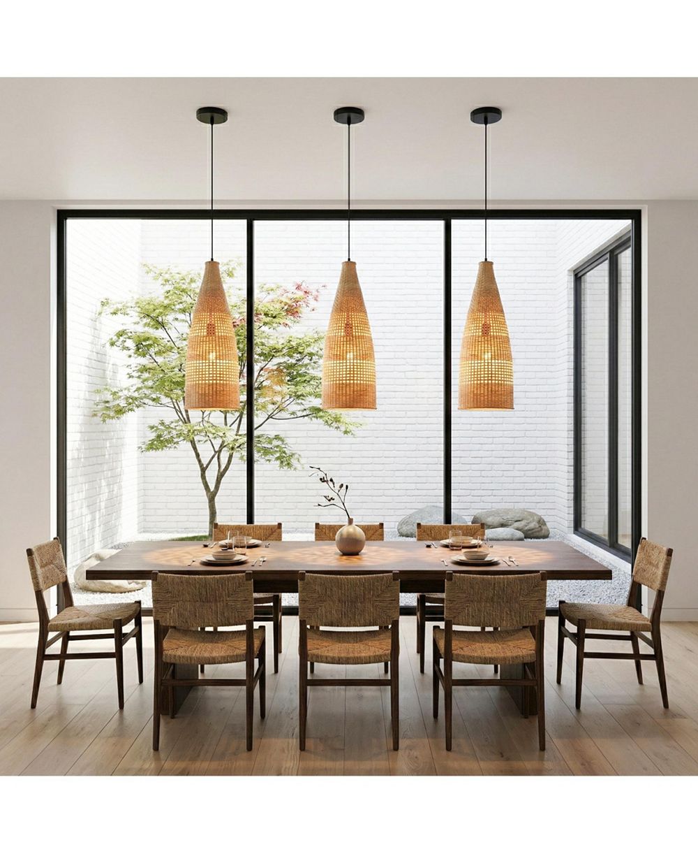 Подвесной светильник-люстра Parrot Uncle в виде бутылки, плетеный бамбук в прибрежном стиле, регулируемый, 9 дюймов