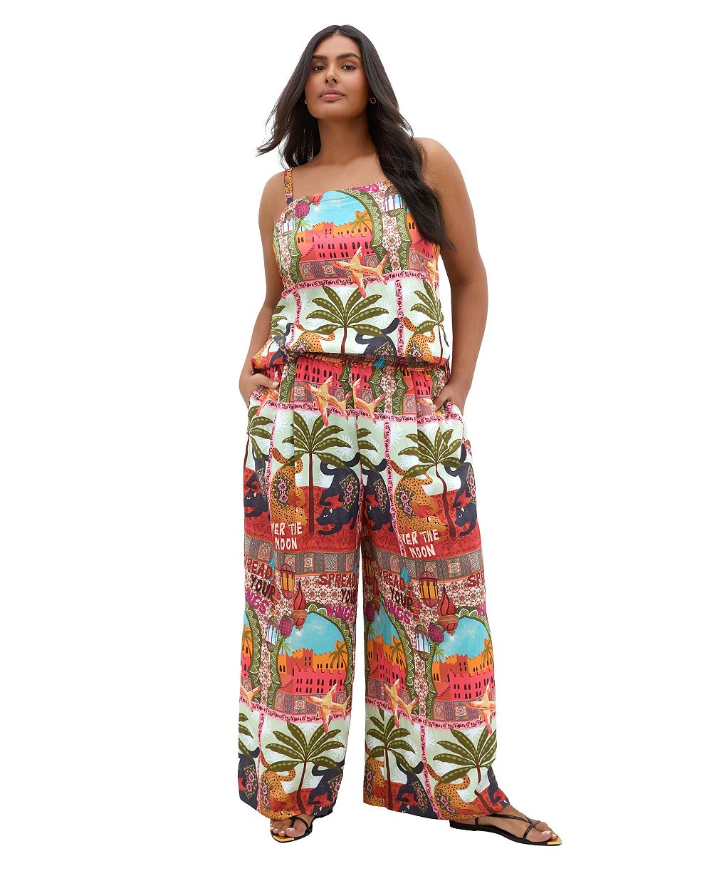 CITY CHIC Plus Size Capri Paradise High-Rise Wide-Leg Pull-On Pants