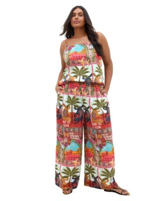 CITY CHIC Plus Size Capri Paradise High-Rise Wide-Leg Pull-On Pants