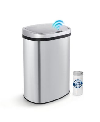 Mega Casa 13 Gal Motion Sensor Stainless Steel Trash Can with 45 Trash Bags with Silent Soft-Close Lid for Office, Kitchen