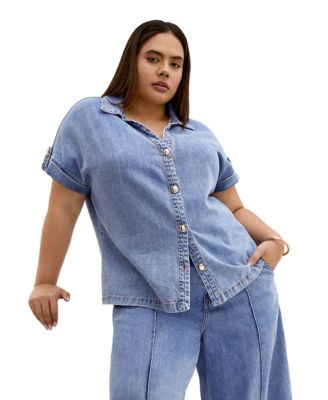 CITY CHIC Women's Plus Size Tilly Cotton Denim Shirt