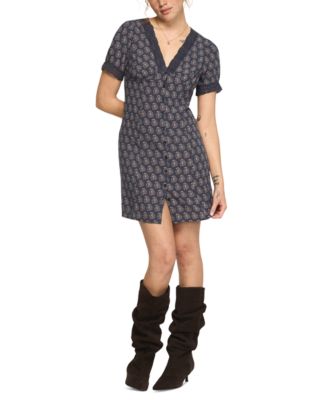 Женское мини-платье Lucky Brand с кружевной отделкой и коротким рукавом