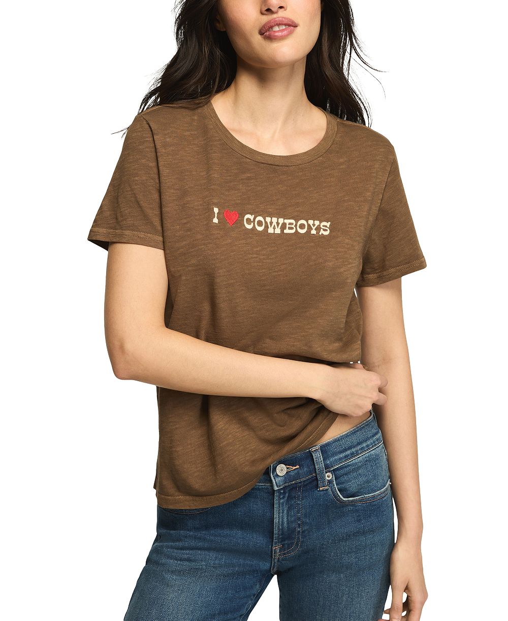 Lucky Brand женская классическая футболка с круглым вырезом и принтом I Heart Cowboys в западном стиле