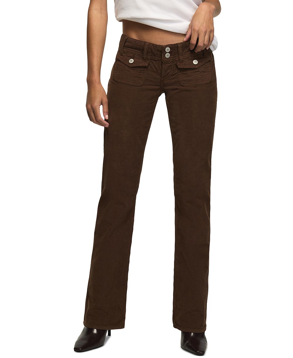 Lucky Brand Women's Ultra-Low-Rise Corduroy Lil Maggie Flare Jeans