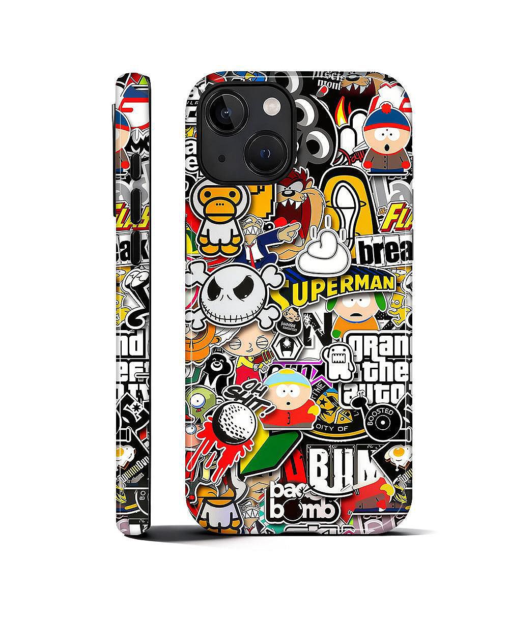 Прочный двухслойный чехол для телефона Lisen, совместимый с Apple iPhone 14, Stickers Bomb 2