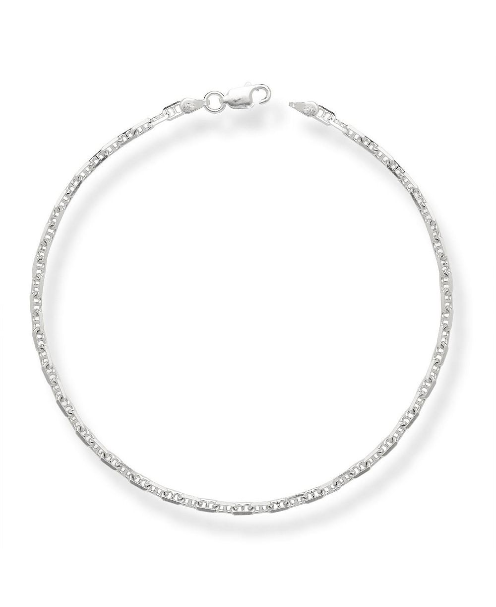 Curata Jewelry 10 Inch Anchor Chain Anklet in Sterling Silver