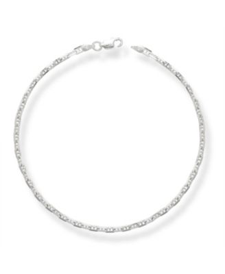 Curata Jewelry 10 Inch Anchor Chain Anklet in Sterling Silver