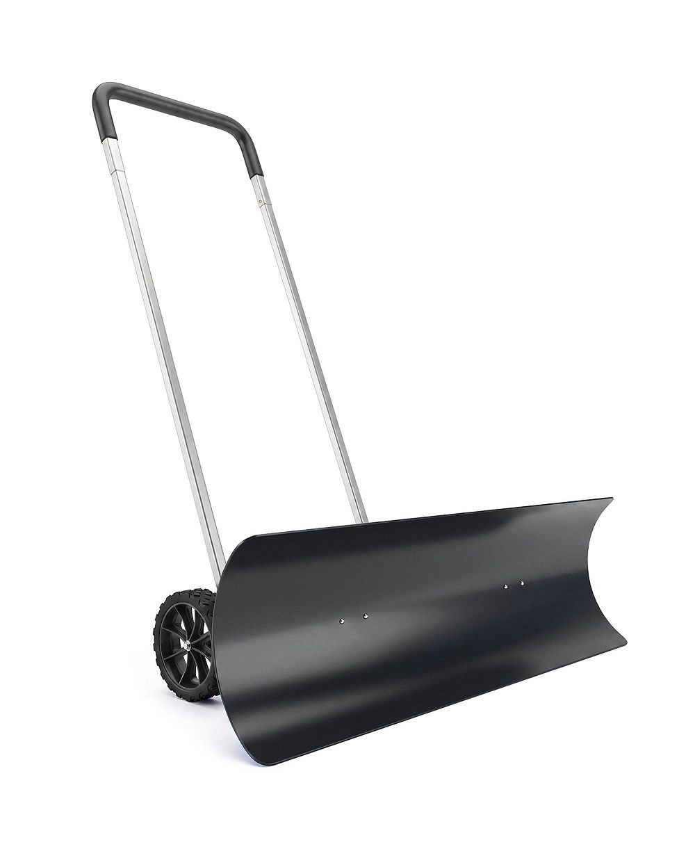 Outsunny 37-Inch Extra Wide Snow Shovel with Wheels, Angled Blade,