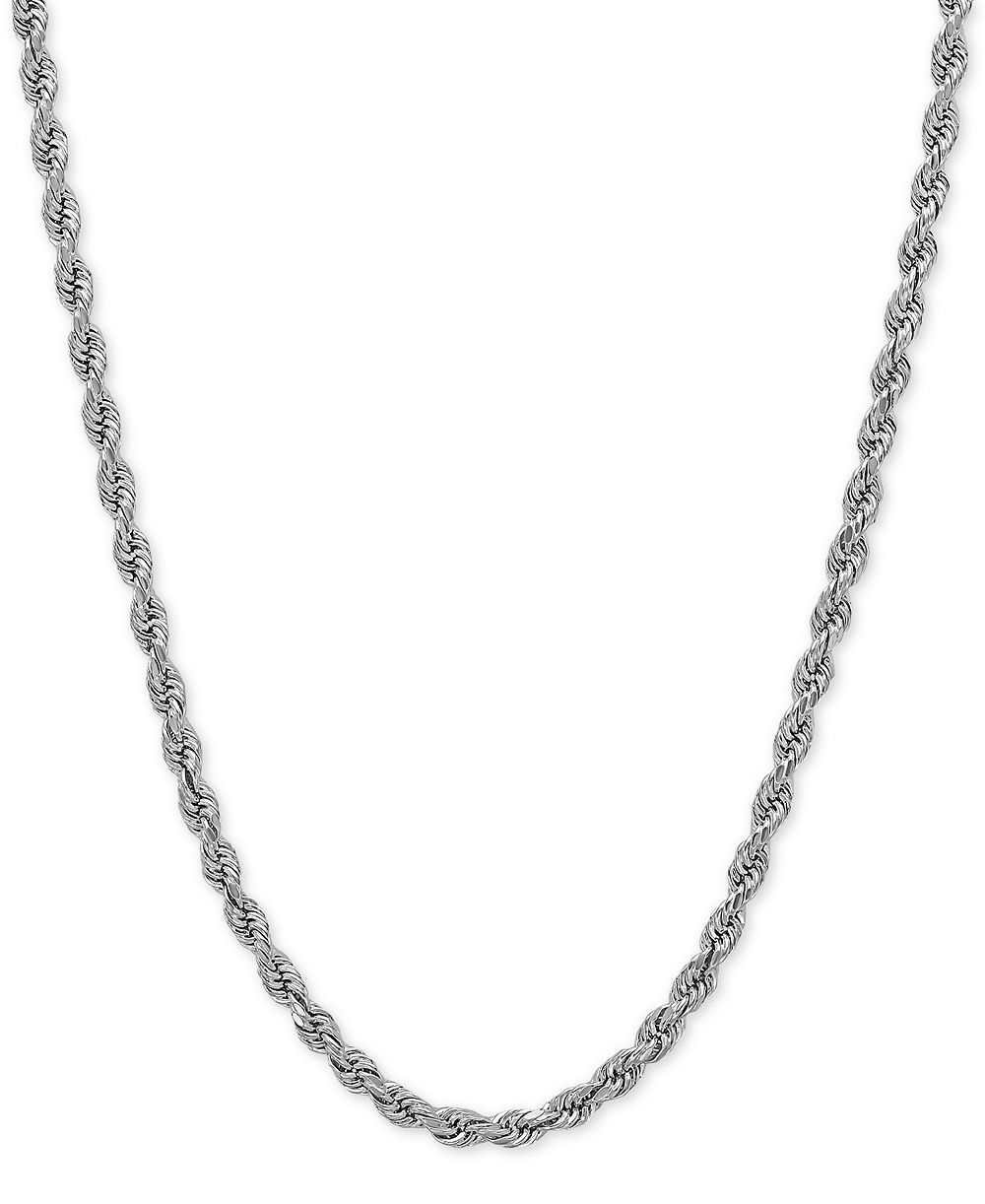 Легкая цепь-ожерелье 18" (2-1/2mm) из белого золота 14k с алмазной огранкой