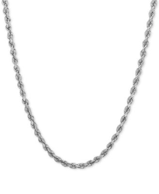Necklace 20" из белого золота 14k с бриллиантами, плетение Rope