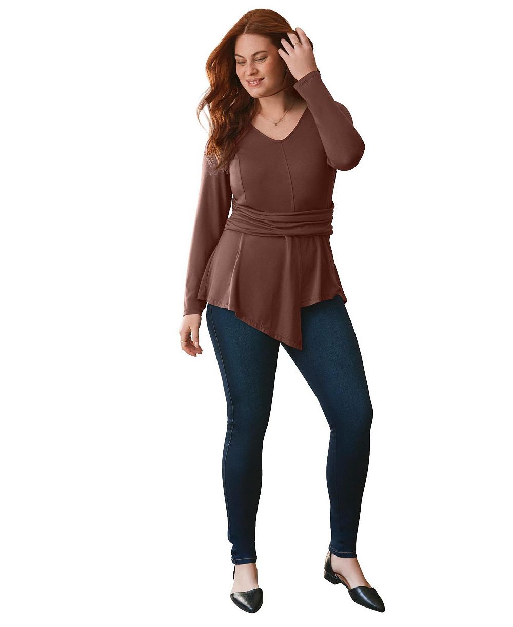 AVENUE Plus Size Delia Draped Asymmetrical Top