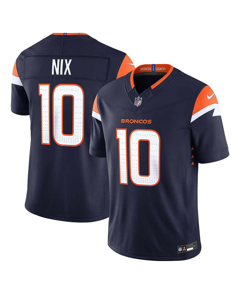 Мужская ограниченная версия джерси Nike Bo Nix Navy Denver Broncos Alternate Vapor F.U.S.E. со строчкой