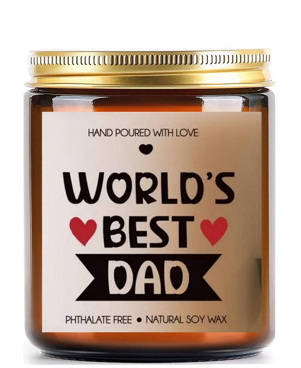 Lovery Worlds Best Dad" Lavender Scented Soy Wax Candle Gift, 10oz