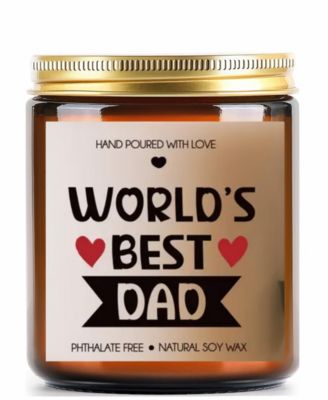 Lovery Worlds Best Dad" Lavender Scented Soy Wax Candle Gift, 10oz