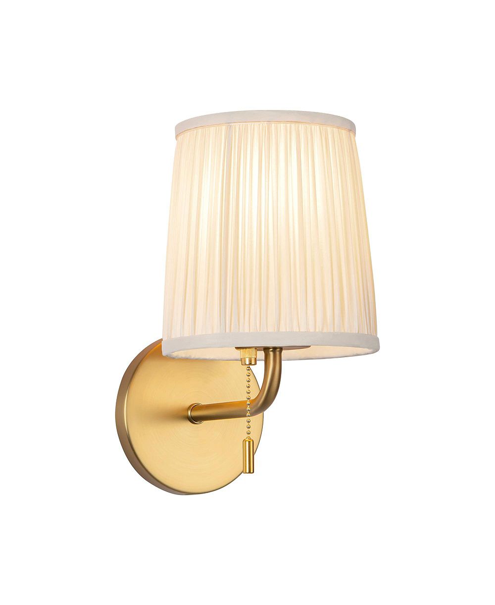 Alora Mood Scout 10-in Brushed Damp-Rated Wall/Vanity Light with Patterned Pleated Linen