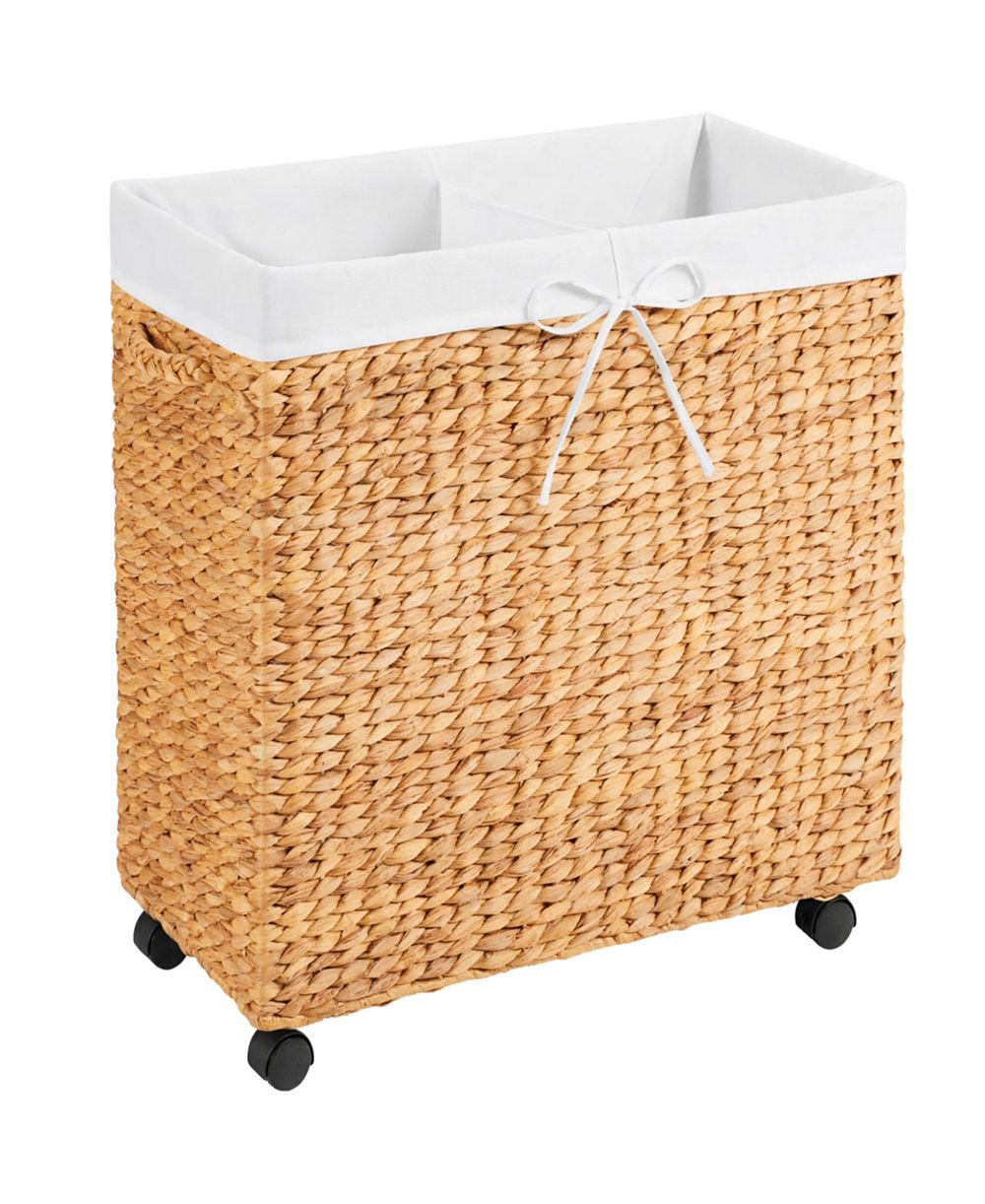 Best Choice Products Large Double Laundry Hamper With Rolling Wheels, Woven Laundry Basket With Liner