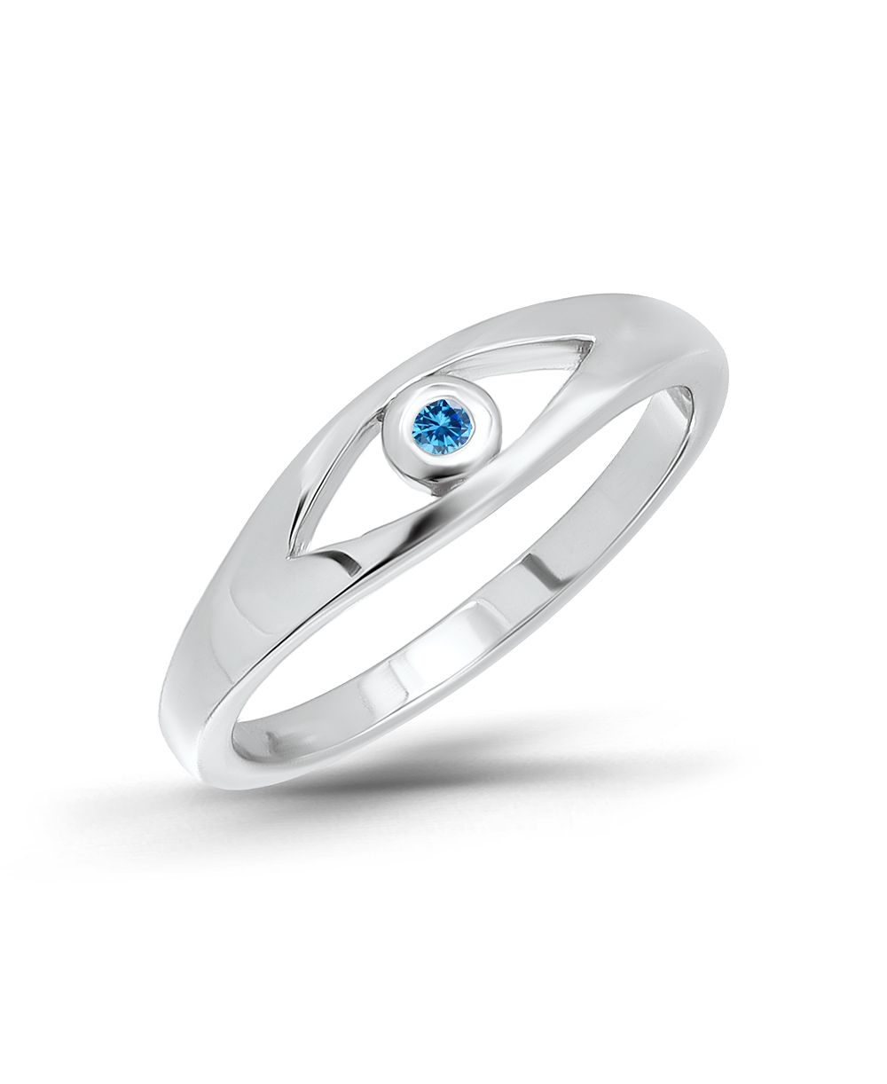 Macy's Cubic Zirconia Aqua Blue Evil-Eye Pinky Ring