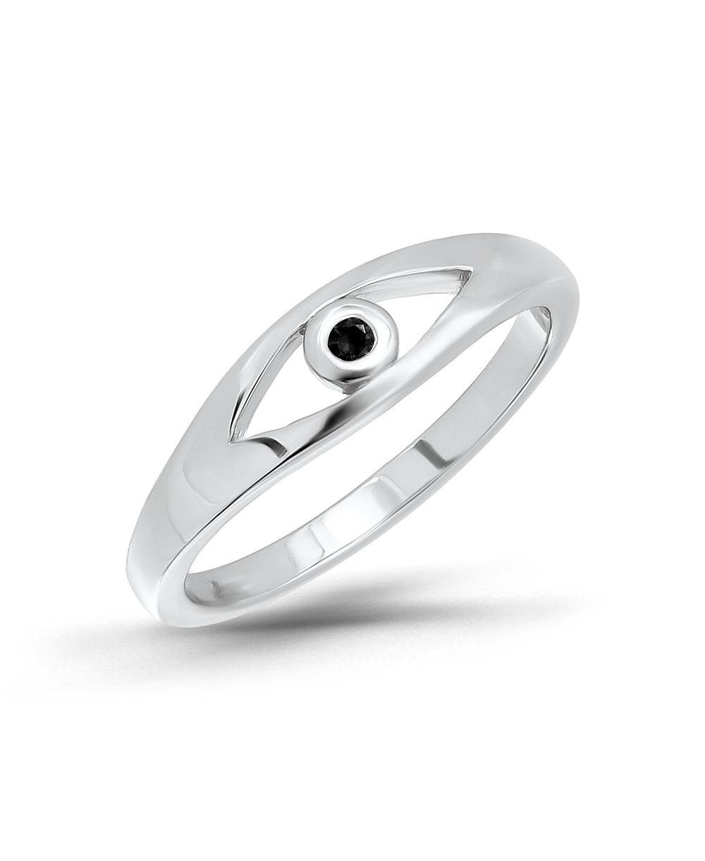 Macy's Black Cubic Zirconia Evil Eye Pinky Ring
