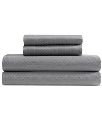 Calvin Klein Emblem 300-Thread Count Printed Sateen 4-Piece Sheet Set, Queen