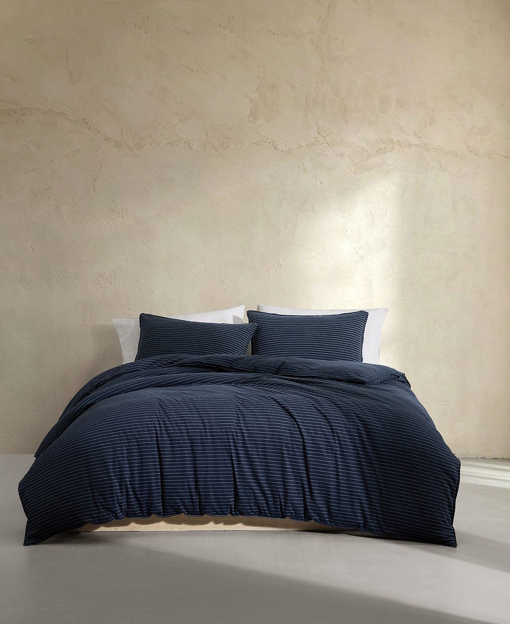 Calvin Klein Chalk Stripe Jersey 3-Piece Duvet Set, Queen
