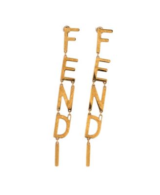 Pre-Owned Fendi Logo Letters Drop Earrings