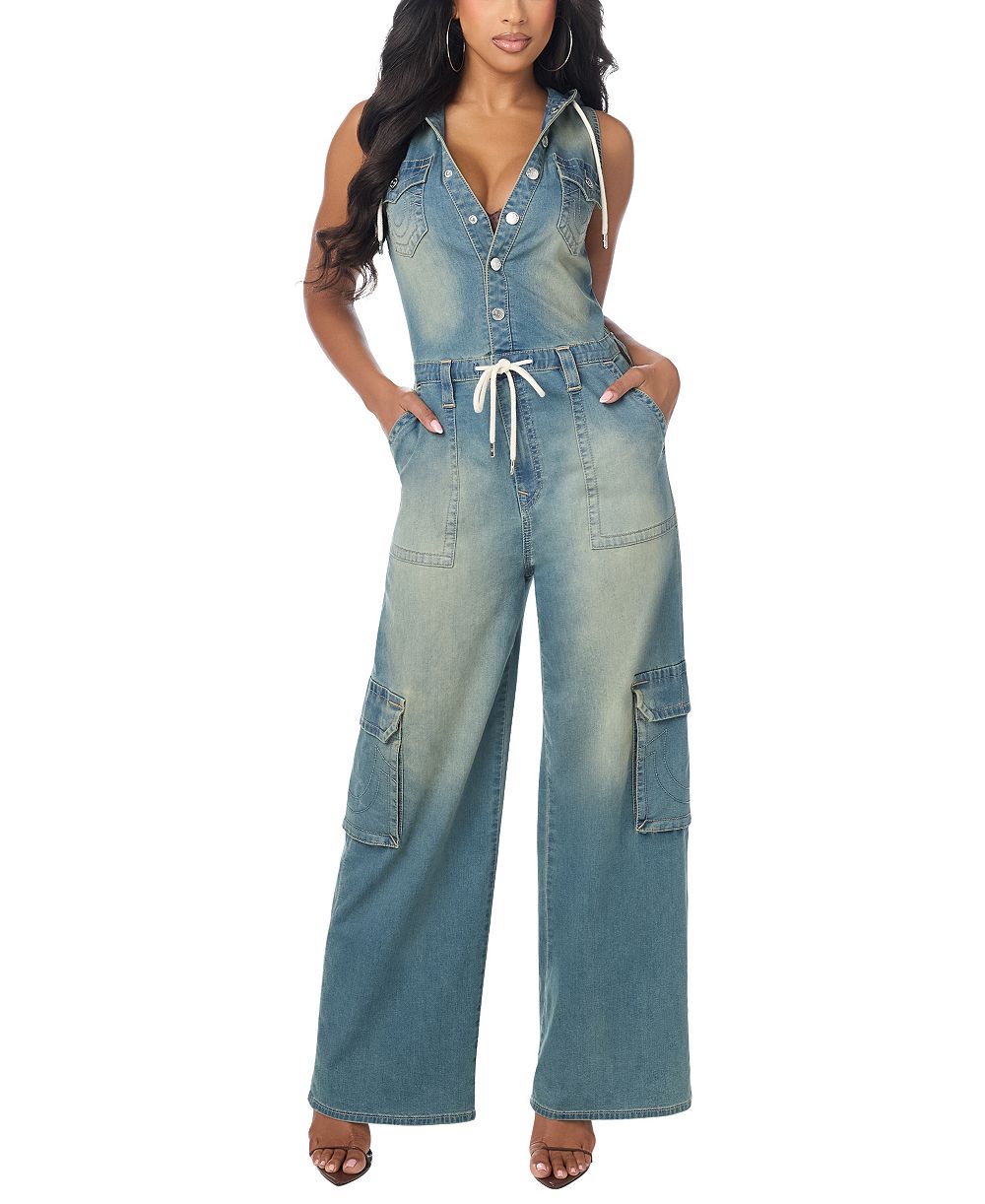 Женский бесрукавный комбинезон с широкими штанинами и карманами cargo от True Religion