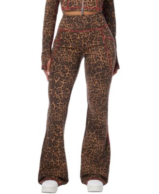 True Religion Women's High-Waisted Leopard Print Bootcut Leggings