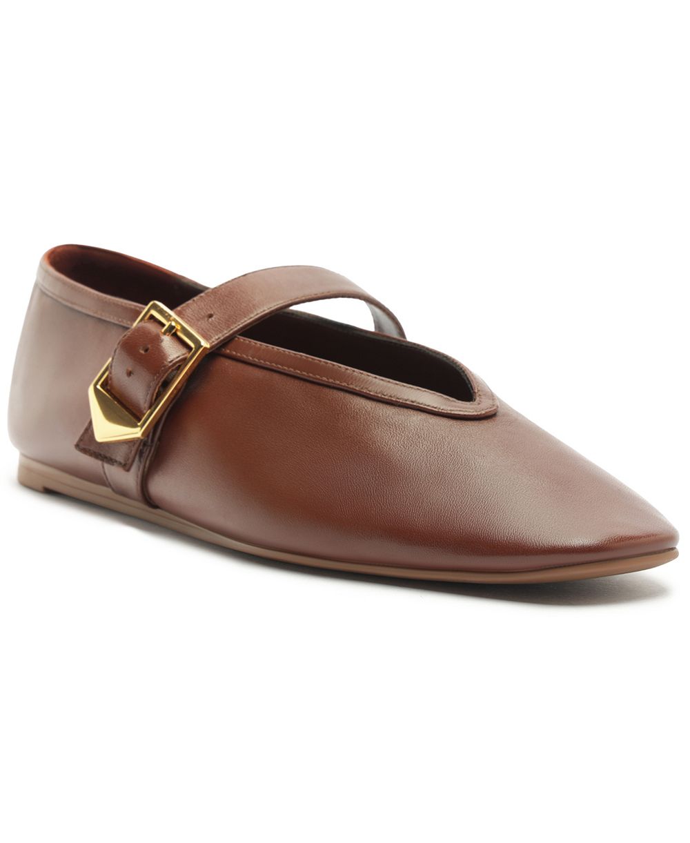 Schutz Women's Vick Buckle Square Toe Flats