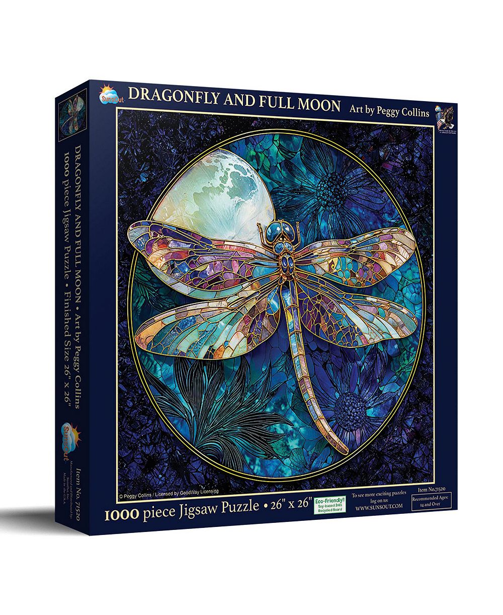 SunsOut Dragonfly and Full Moon 1000-Piece Jigsaw Puzzle, Ages 15+