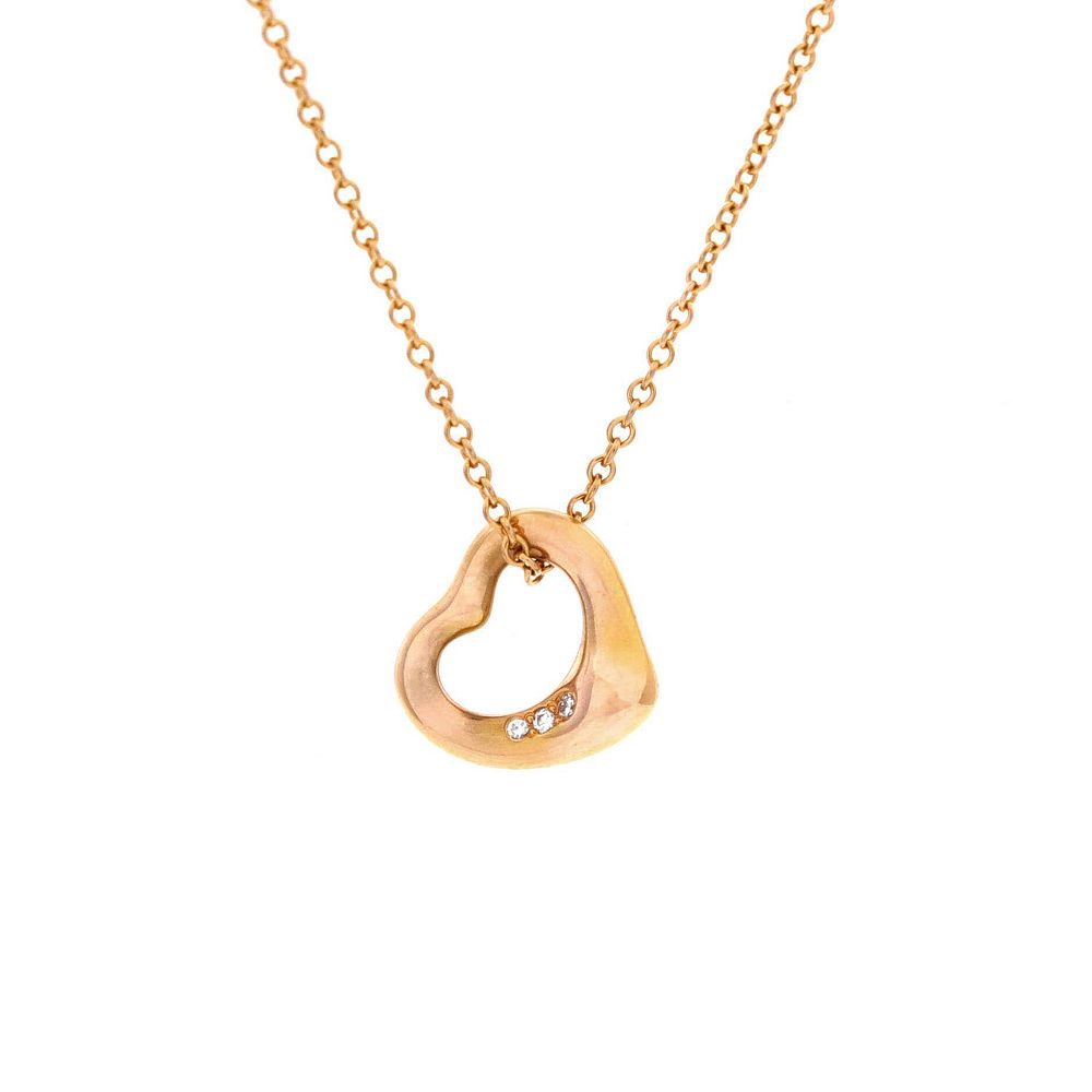 Подвесное ожерелье Tiffany & Co Elsa Peretti Open Heart 3 Diamonds (б/у)