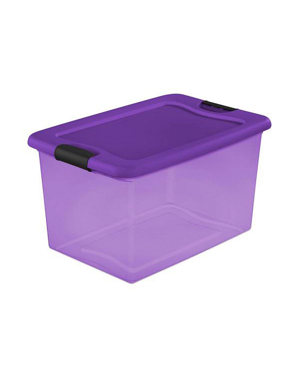 Sterilite 64 Quart Latching Plastic Storage Container Bin in Purple (18 Pack)