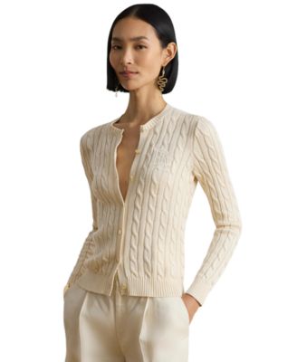 Lauren Ralph Lauren Women's Crewneck Buttoned Placket Cardigan Sweater