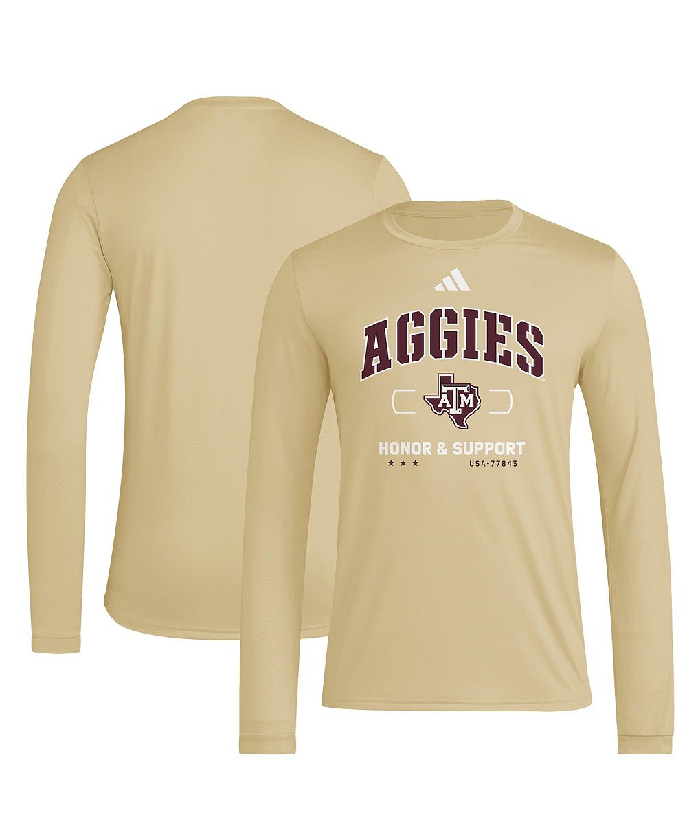 adidas Men's Beige Texas A M Aggies Honor Support Pregame Long Sleeve T-Shirt