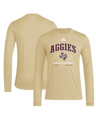 adidas мужская футболка с длинным рукавом Beige Texas A M Aggies Honor Support Pregame, бежевый