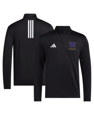 Мужской потайной свитшот adidas Black Washington Huskies Dawgs Quarter-Zip Pullover Sweatshirts