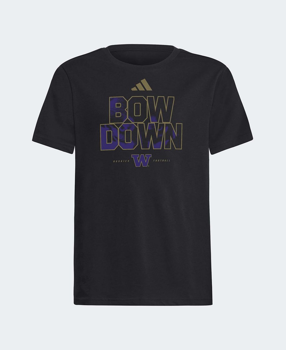 Big Boys and Girls adidas Black Washington Huskies Bow Down T-Shirt