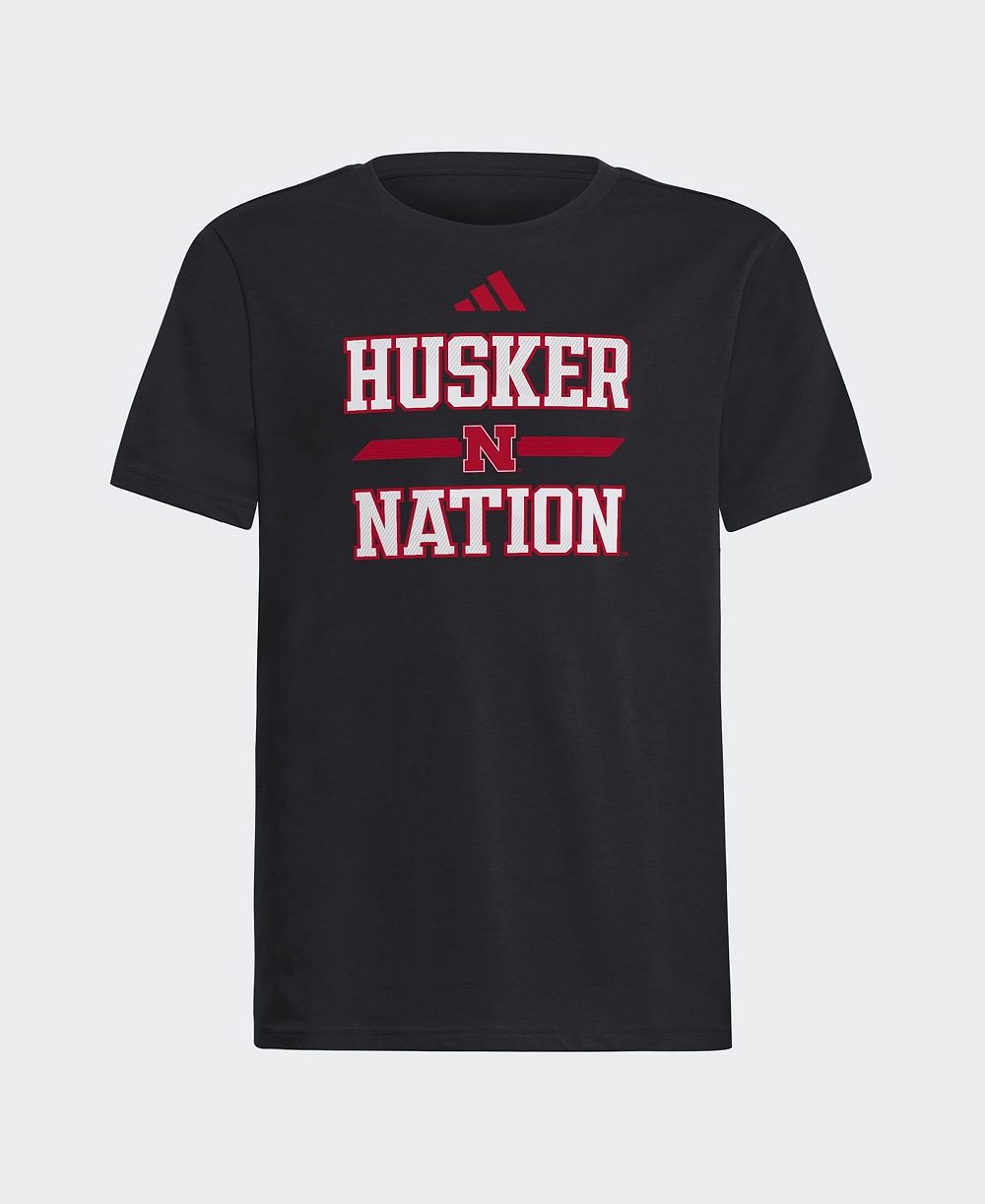 Big Boys and Girls adidas Black Nebraska Huskers Our Red Burns Brighter T-Shirt